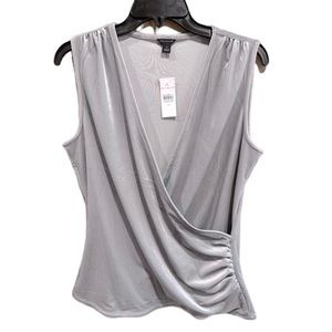 Ann Taylor Gray Draped Sleeveless Top